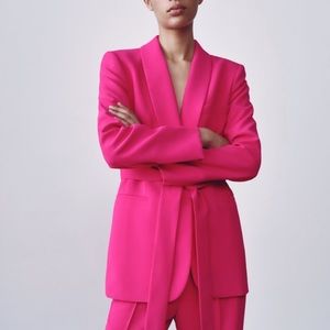 Zara Hot Pink Tuxedo Blazer size XL